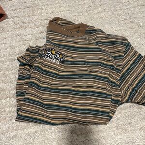 Striped Vans T-Shirt with Daisy Embroidery